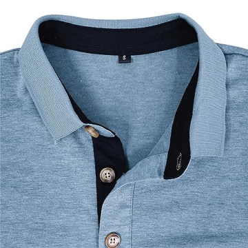 PICKLION Moisture-Wicking Long Sleeve Polo Shirt for Men