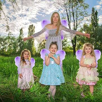 Chivao 10 Pieces Fairy Wings Butterfly Wings Wedding Decoration Costume Birthday Christmas Party Favors for Boys Girls(Purple)