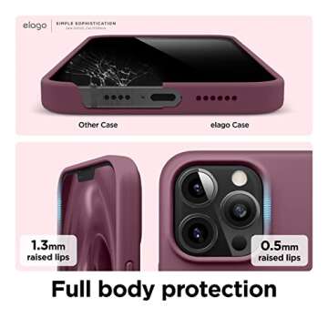 elago Liquid Silicone Case Compatible with iPhone 13 Pro Max (6.7 inch),Premium Silicone,Full Body Protection - 3 Layer Shockproof Phone Case, Lining Burgundy