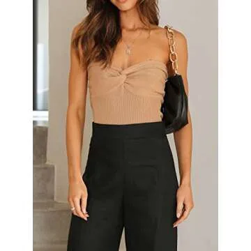 Trendy FIANUS Y2K Strapless Twist Knot Crop Top for Women