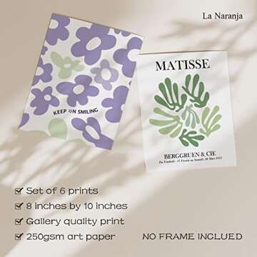 La Naranja Danish Pastel Room Decor Aesthetic Green Purple Wall Art Matisse Prints Abstract Wall Pai...
