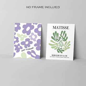 La Naranja Danish Pastel Room Decor Aesthetic Green Purple Wall Art Matisse Prints Abstract Wall Paintings for Girls Bedroom Gifts for Teens, Set of 6 Pictures, 8''x10'', UNFRAMED