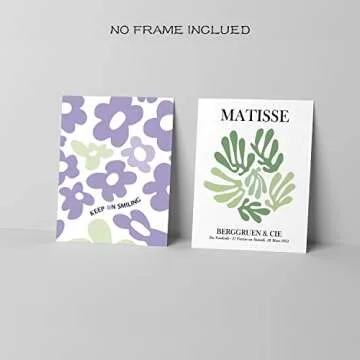 La Naranja Danish Pastel Room Decor Aesthetic Green Purple Wall Art Matisse Prints Abstract Wall Paintings for Girls Bedroom Gifts for Teens, Set of 6 Pictures, 8''x10'', UNFRAMED