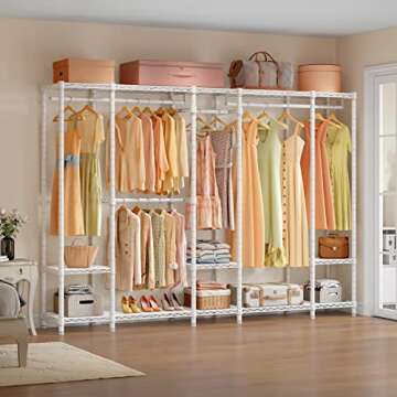 VIPEK V50 Extra Large Portable Closet Rack Bedroom Armoire Freestanding Wardrobe Closet, Heavy Duty Multi-Functional Metal Clothing Rack for Hanging Clothes, Max Load 1300lbs, White