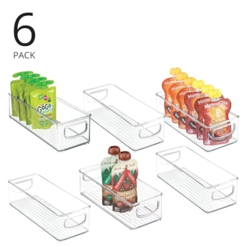 mDesign Stackable Clear Storage Bins for Kitchen Organization