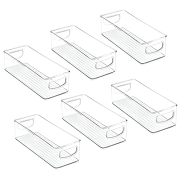 mDesign Stackable Clear Storage Bins for Kitchen Organization