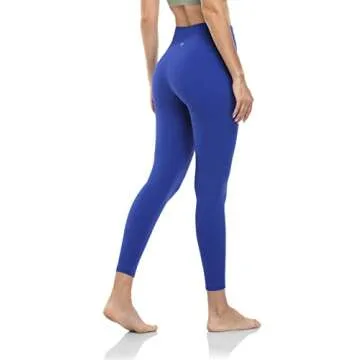 HeyNuts Pure&Plain 7/8 High Waisted Leggings for Women, Athletic Compression Tummy Control Workout Yoga Pants 25'' Sapphire Blue S(4/6)