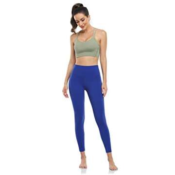 HeyNuts Pure&Plain 7/8 High Waisted Leggings for Women, Athletic Compression Tummy Control Workout Yoga Pants 25'' Sapphire Blue S(4/6)