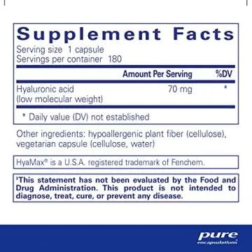 Pure Encapsulations Hyaluronic Acid - for Skin Hydration, Joint Lubrication & Joint Health* - Effect...