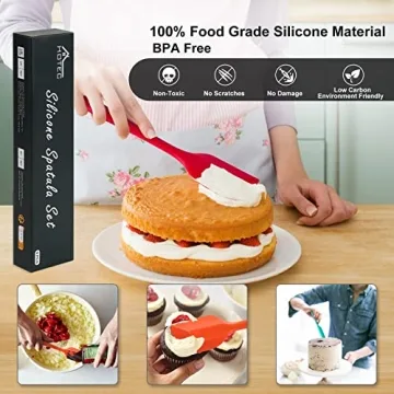 HOTEC Silicone Spatula Set Multi-Color Kitchen Utensils