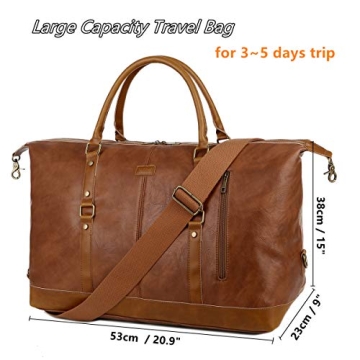 BAOSHA Vegan Leather Travel Duffel Tote Bag Stylish Weekender