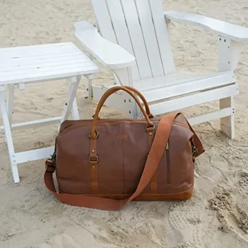 BAOSHA Vegan Leather Travel Duffel Tote Bag Stylish Weekender