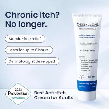 Dermeleve Steroid Free Anti-Itch Cream | Extra Strength for Psoriasis, Seborrheic Dermatitis, Viral ...