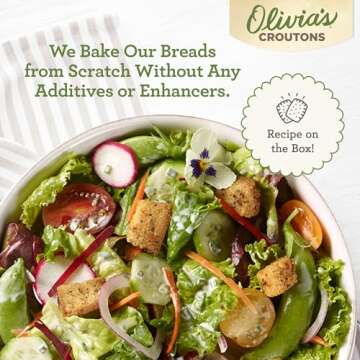 Olivia’s Gluten Free Croutons For Salad – Crunchy Garlic Soup Crouton – Made from Seasoned Ancient Grain Gluten-Free Artisan Bread – Dairy Free, Vegetarian, Made In USA, 4.5 Oz (Pack of 3)