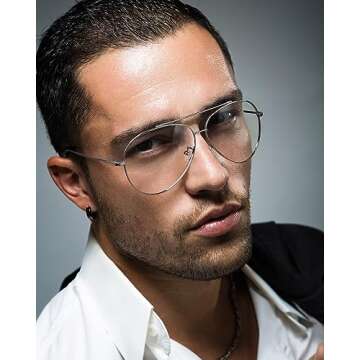 Cyxus Aviator Glasses Blue Light Blocking Glasses Computer Glasses Anti Eyestrain Metal Frame Grey