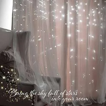 Tulle Overlay Star Cut Out Blackout Curtains Set for Kids