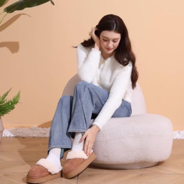 OOW Cozy Winter Platform Slippers for Women - Chestnut