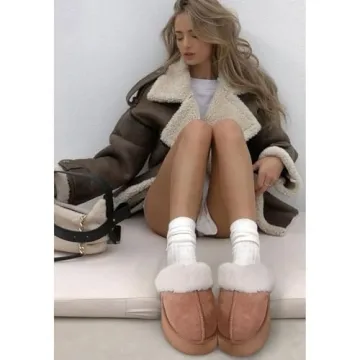 OOW Cozy Winter Platform Slippers for Women - Chestnut