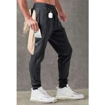 Born Tough Mens Cargo Workout Joggers Pants, Tapered Bodybuilding Gym Cargo Joggers, Athletic Running Cargo Sweatpants for Men Black