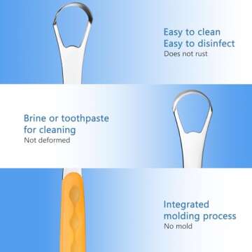 4 Pcs Tongue Scraper Cleaner Adults and Kids Stainless Steel Tongue Brush Metal Scraper Reduce Bad Breath with Travel Cases for Men Women Oral Mouth(Purple, Orange, Blue and Green)