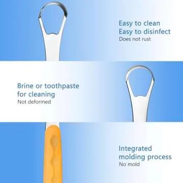 4 Pcs Tongue Scraper Cleaner Adults and Kids Stainless Steel Tongue Brush Metal Scraper Reduce Bad Breath with Travel Cases for Men Women Oral Mouth(Purple, Orange, Blue and Green)