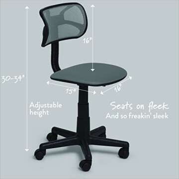 Urban Lifestyle Swivel Mesh Task Chair - Ergonomic Grey Style