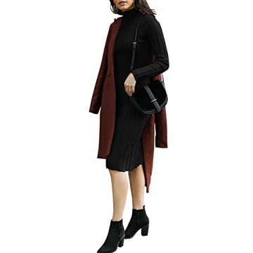 Elegant Ribbed Long Sleeve Women's Sweater Dress