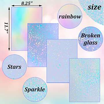 36 Sheets Holographic Sticker Paper A4 Size Self-Adhesive Sheets