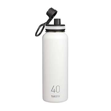 Takeya Originals 40 Oz Vacuum Insulated Stainless Steel Water Bottle With Straw Lid, White