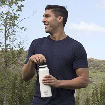 Takeya Originals 40 Oz Vacuum Insulated Stainless Steel Water Bottle With Straw Lid, White