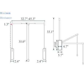 MYOYAY Pull Down Closet Rod 33-45 inches Heavy Duty Clothes Rail Two-way Buffering Closet Rod Cloakroom Lift Clothes Hanger Home Clothes Storage Suitable for Wardrobe Interior Width 66 lbs Capacity
