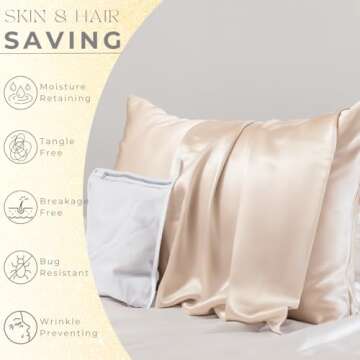 PROMEED 100% Mulberry Silk Pillowcase for Hair and Skin, Both Sides 23 Momme Grade 6A+ Silk Pillow Case with Hidden Zipper, 1400 TC, Soft & Smooth (Standard 20"x26", Champagne)