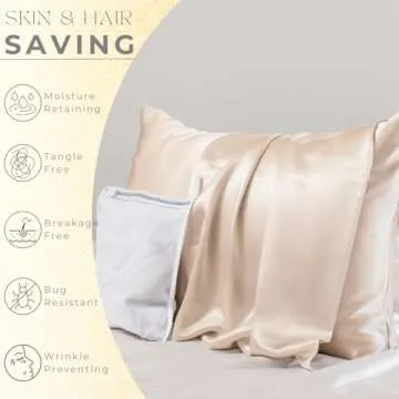 PROMEED 100% Mulberry Silk Pillowcase for Hair and Skin, Both Sides 23 Momme Grade 6A+ Silk Pillow Case with Hidden Zipper, 1400 TC, Soft & Smooth (Standard 20"x26", Champagne)