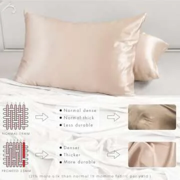 PROMEED 100% Mulberry Silk Pillowcase for Hair and Skin, Both Sides 23 Momme Grade 6A+ Silk Pillow Case with Hidden Zipper, 1400 TC, Soft & Smooth (Standard 20"x26", Champagne)