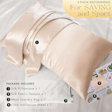 PROMEED 100% Mulberry Silk Pillowcase for Hair and Skin, Both Sides 23 Momme Grade 6A+ Silk Pillow Case with Hidden Zipper, 1400 TC, Soft & Smooth (Standard 20"x26", Champagne)