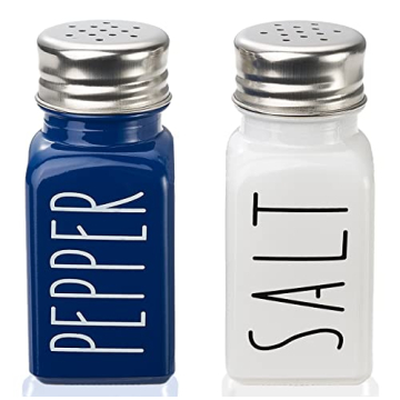 Charming Farmhouse Blue Glass Salt and Pepper Shakers Set