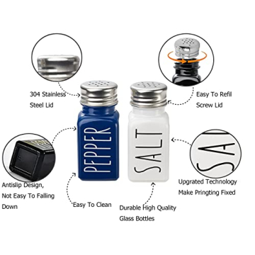 Farmhouse Blue Glass Salt and Pepper Shakers