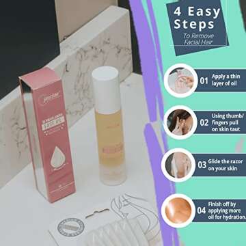 Dermaplaning Oil - Smooth Glide Skin Barrier Shave Oil for Women - Use with Dermaplaning Tool, Face Razor, Eyebrow Razor, Microblades for Face - Softens Area Pre Shave & After Shave