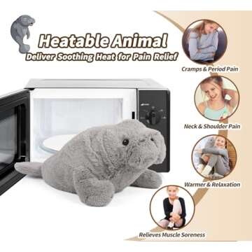 Cuckool Warmable Manatee Stuffed Animals, Microwavable Stuffed Animals Heating Pad for Cramps, Pain Stress Relief, Heatable & Coolable Lavender Scented Plush Toy for Anxiety, Women Kids Bedtime