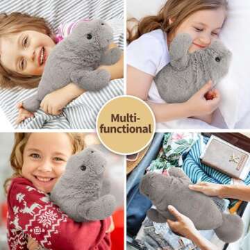 Cuckool Warmable Manatee Stuffed Animals, Microwavable Stuffed Animals Heating Pad for Cramps, Pain Stress Relief, Heatable & Coolable Lavender Scented Plush Toy for Anxiety, Women Kids Bedtime