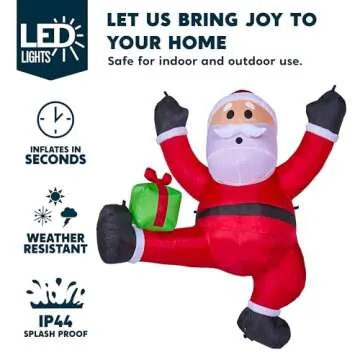 6FT Christmas Inflatable Climbing Santa with LED Lights