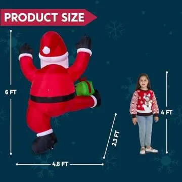 6FT Christmas Inflatable Climbing Santa with LED Lights