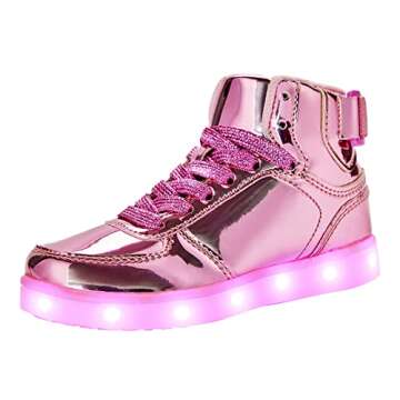 DIYJTS Kids LED Light Up Shoes - Fashion High Top USB Rechargeable Sneakers for Boys & Girls