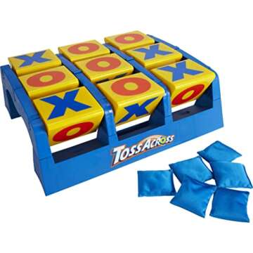 Mattel Games Toss Across Kids Outdoor Game, Bean Bag Throw for Camping & Family Nights, Get 3-in-a-Row for 2 to 4 Players