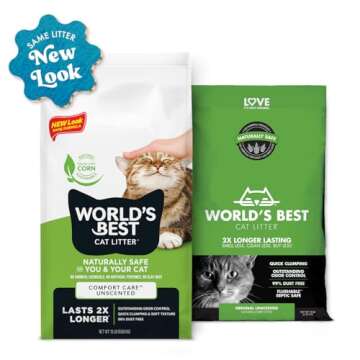 WORLD'S BEST CAT LITTER Comfort Care Unscented, 32-Pounds - Natural Ingredients, Quick Clumping, Flu...