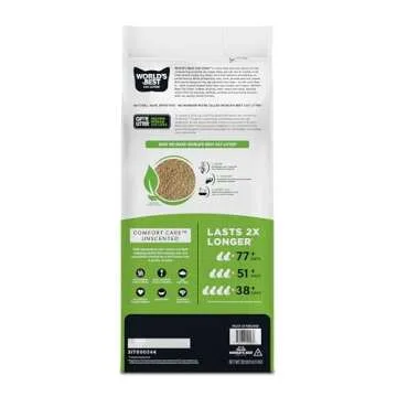 WORLD'S BEST CAT LITTER Comfort Care Unscented, 32-Pounds - Natural Ingredients, Quick Clumping, Flushable, 99% Dust Free & Made in USA - Long-Lasting Odor Control & Easy Scooping