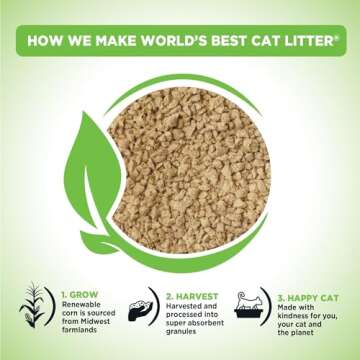 WORLD'S BEST CAT LITTER Comfort Care Unscented, 32-Pounds - Natural Ingredients, Quick Clumping, Flushable, 99% Dust Free & Made in USA - Long-Lasting Odor Control & Easy Scooping