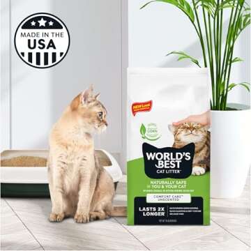 WORLD'S BEST CAT LITTER Comfort Care Unscented, 32-Pounds - Natural Ingredients, Quick Clumping, Flushable, 99% Dust Free & Made in USA - Long-Lasting Odor Control & Easy Scooping