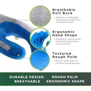 SHOWA Atlas 300 Latex Palm Coated Work Gloves 12 Pairs