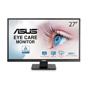 ASUS 27" 1080P Monitor - Full HD, Eye Care, Low Blue Light, Flicker-Free, VESA Mountable, Anti-Glare...